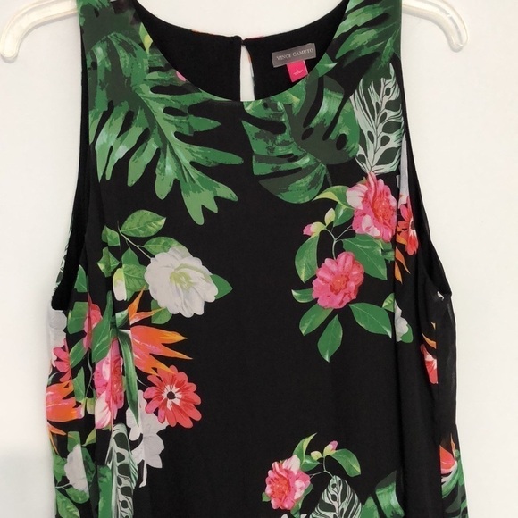 Vince Camuto Havana Bright Floral Black Overlay Sleeveless Maxi Dress Size L - Picture 4 of 10